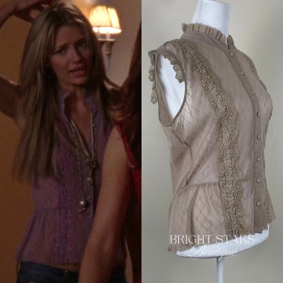 Rare Lace Top ALT Beige ASO The OC Marissa Cooper One Tree Hill Brooke Davis - Picture 4 of 12